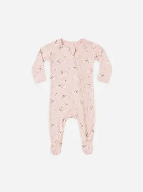 Rylee + Cru LLC BAMBOO ZIP FOOTIE || SWANS