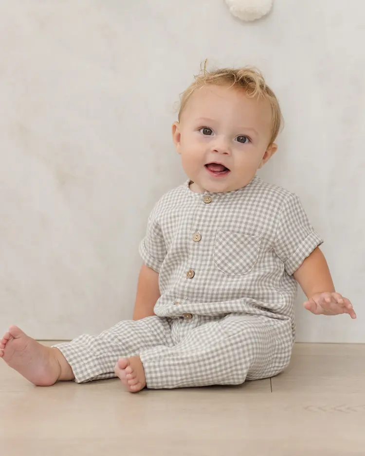 Rylee + Cru LLC CHARLIE JUMPSUIT || SAGE GINGHAM