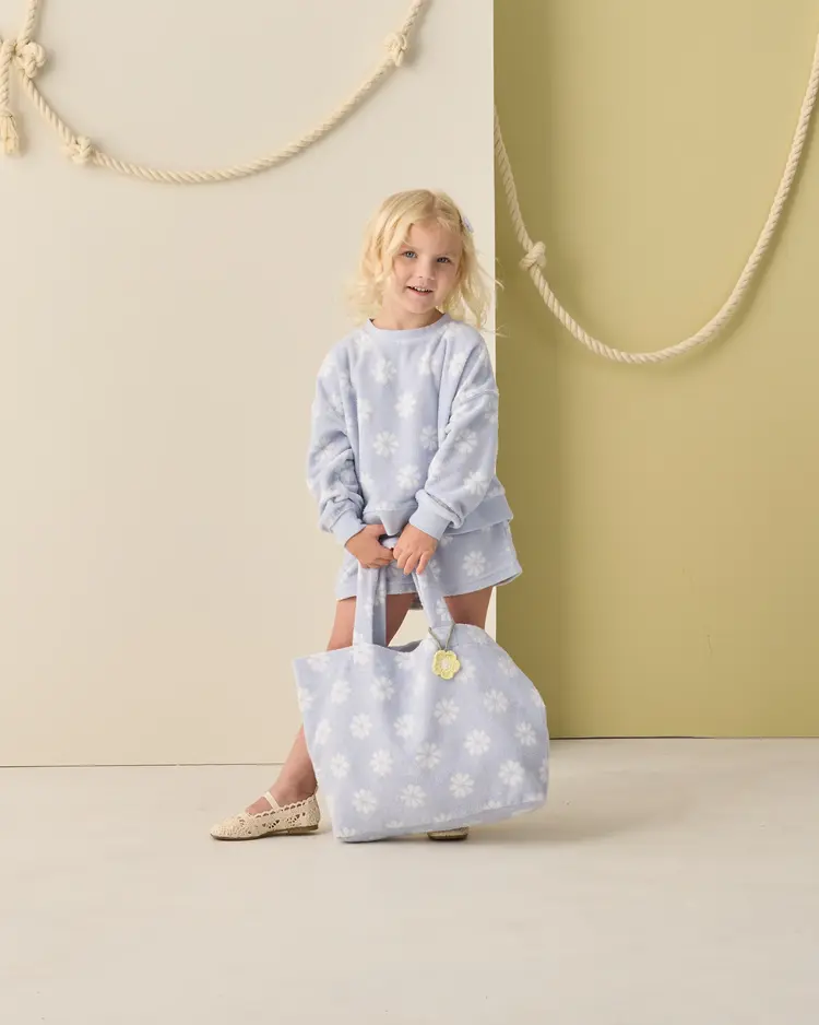 Rylee + Cru LLC TERRY BEACH BAG || PERIWINKLE DAISY