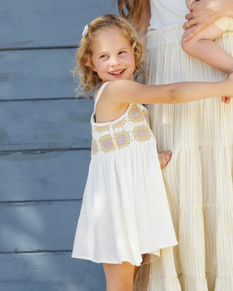 Rylee + Cru LLC CROCHET SUNDRESS || CITRON DAISY CHECK