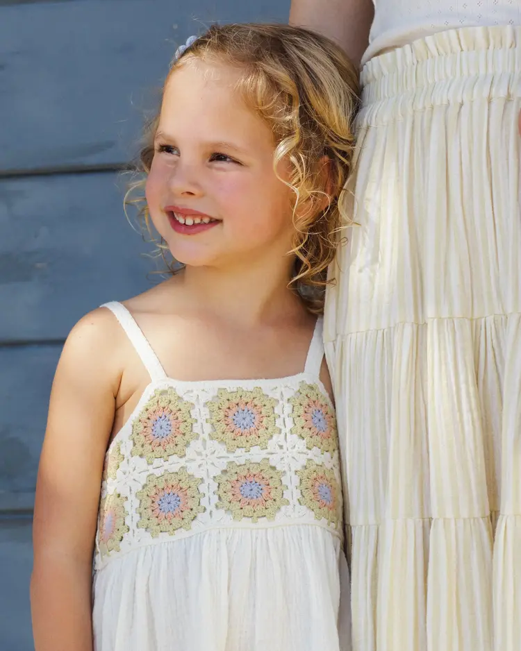 Rylee + Cru LLC CROCHET SUNDRESS || CITRON DAISY CHECK