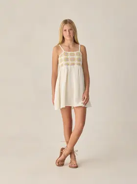 Rylee + Cru LLC CROCHET SUNDRESS || CITRON DAISY CHECK - TEEN
