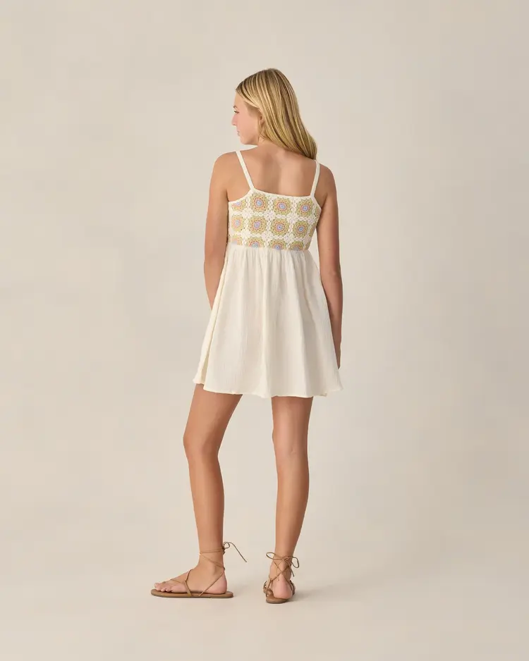 Rylee + Cru LLC CROCHET SUNDRESS || CITRON DAISY CHECK - TEEN