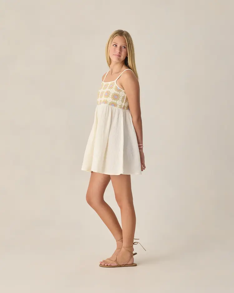 Rylee + Cru LLC CROCHET SUNDRESS || CITRON DAISY CHECK - TEEN