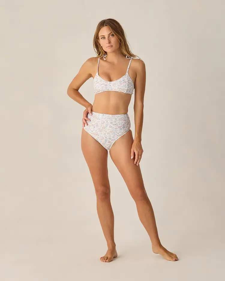 Rylee + Cru LLC BANDED HIGH CUT BIKINI BOTTOM | BLOOM