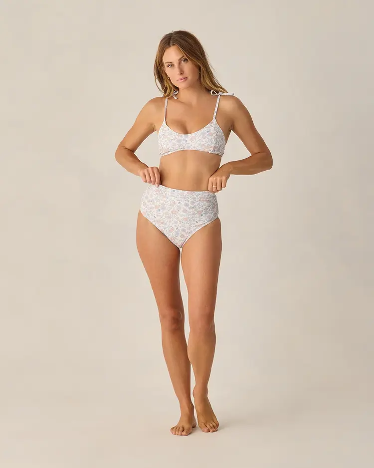 Rylee + Cru LLC BANDED HIGH CUT BIKINI BOTTOM | BLOOM