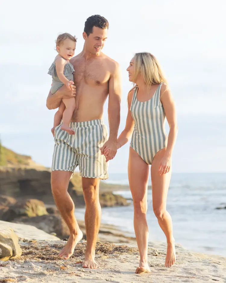 Rylee + Cru LLC MILLIE ONE-PIECE | GREEN STRIPE