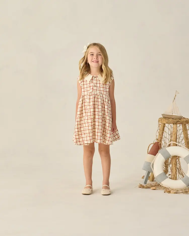 Rylee + Cru LLC COLLARED BABYDOLL DRESS || CHERRY CHECK