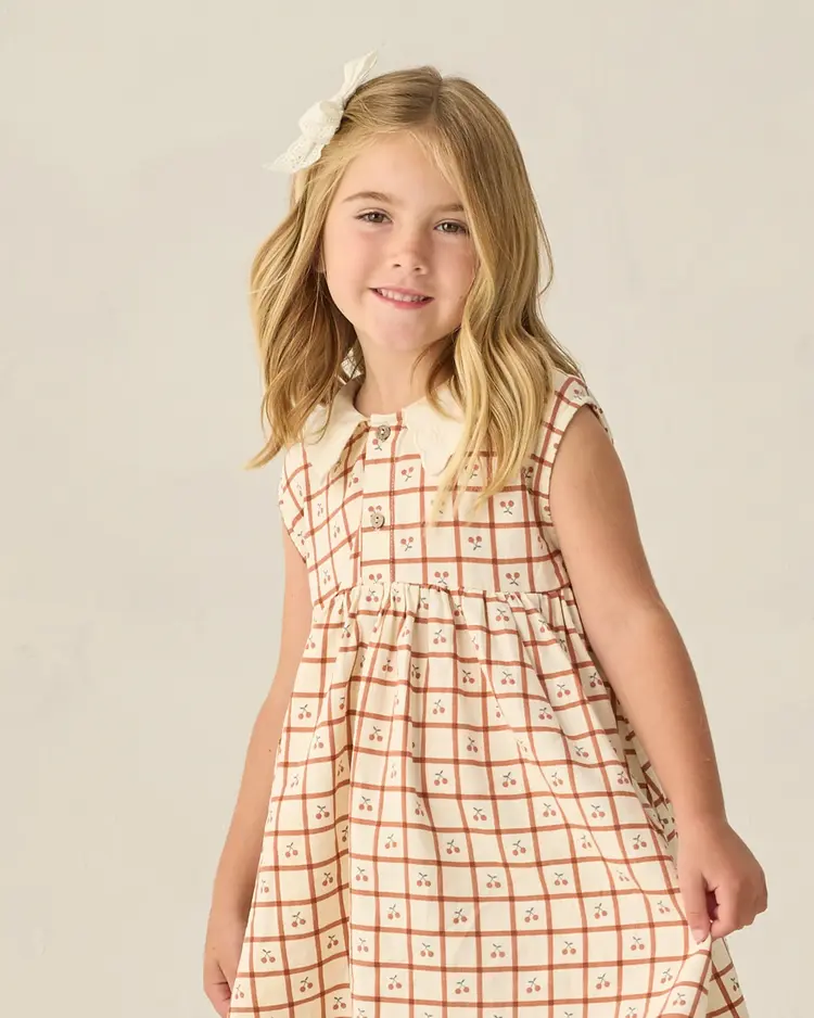 Rylee + Cru LLC COLLARED BABYDOLL DRESS || CHERRY CHECK