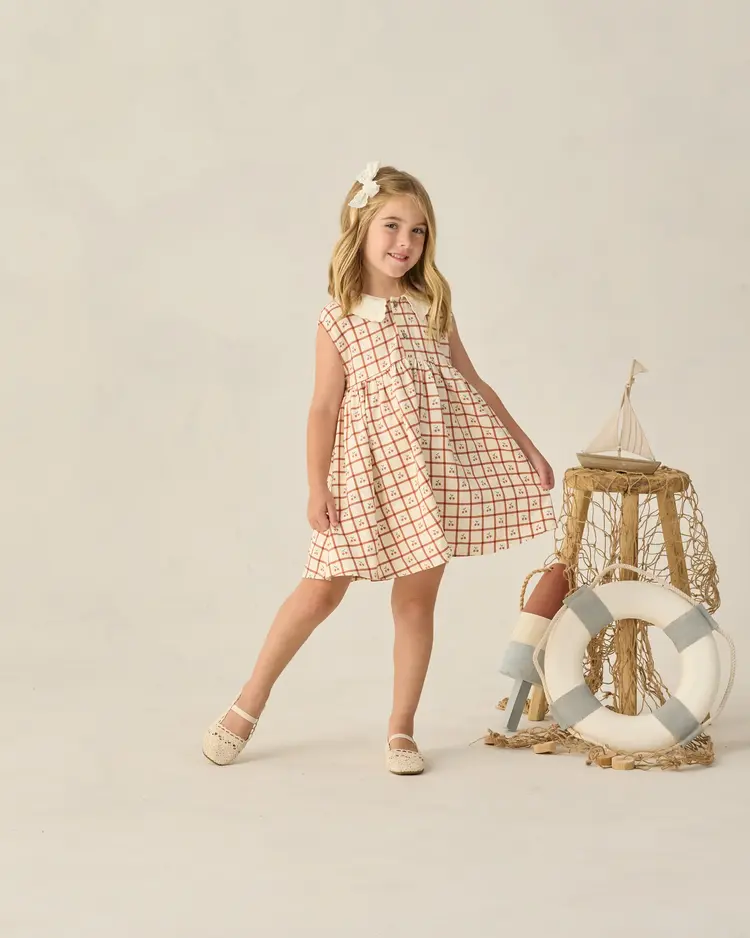 Rylee + Cru LLC COLLARED BABYDOLL DRESS || CHERRY CHECK