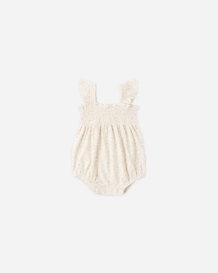 Rylee + Cru LLC SMOCKED RUFFLE SLEEVE ROMPER || DITSY