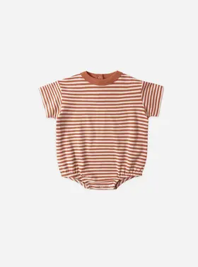 Rylee + Cru LLC RELAXED BUBBLE ROMPER || POPPY STRIPE