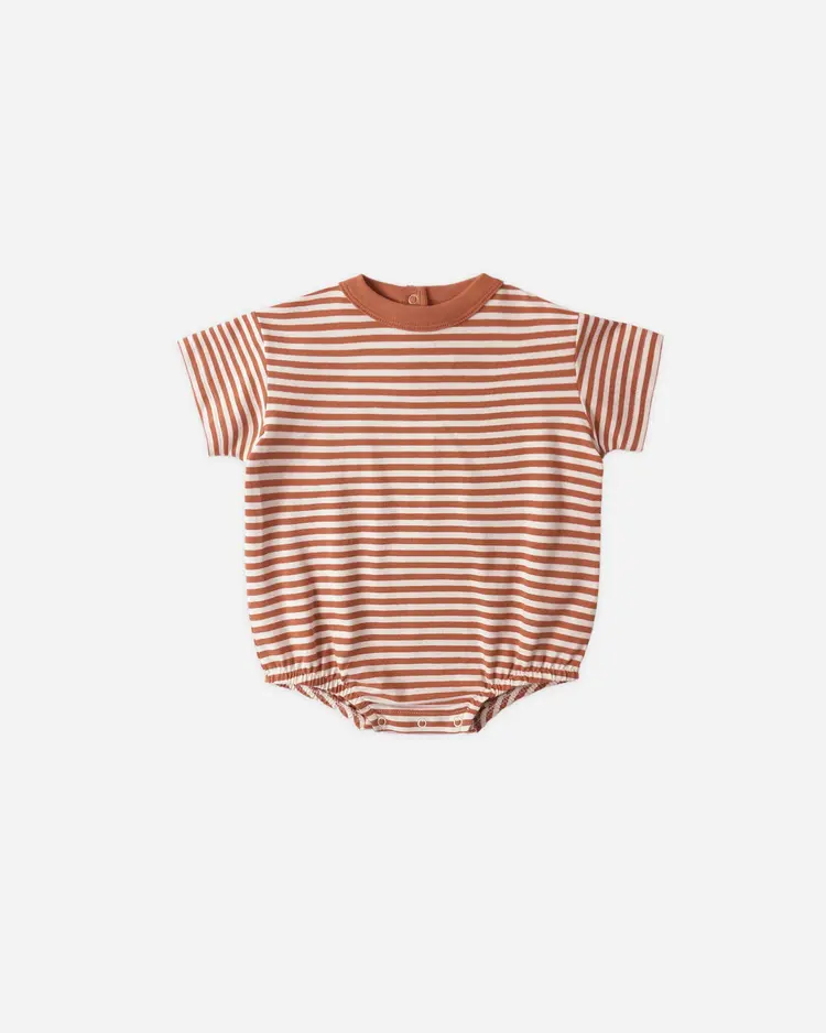 Rylee + Cru LLC RELAXED BUBBLE ROMPER || POPPY STRIPE