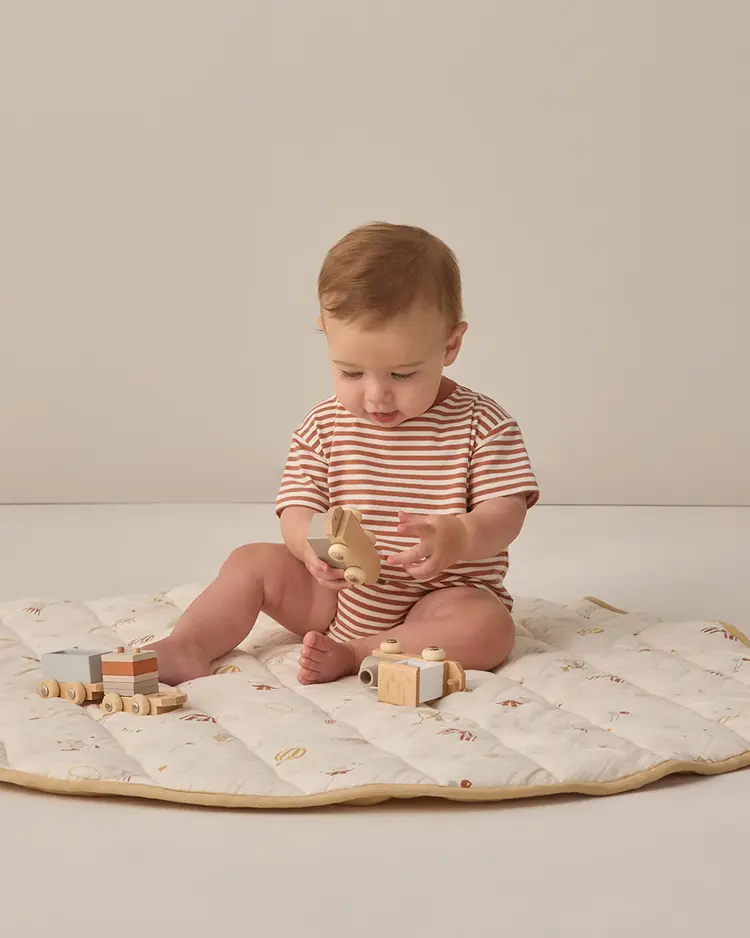 Rylee + Cru LLC RELAXED BUBBLE ROMPER || POPPY STRIPE