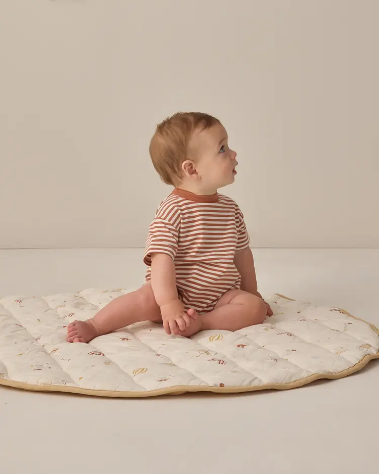 Rylee + Cru LLC RELAXED BUBBLE ROMPER || POPPY STRIPE