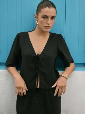 Z Supply La Belle Linen Top Black