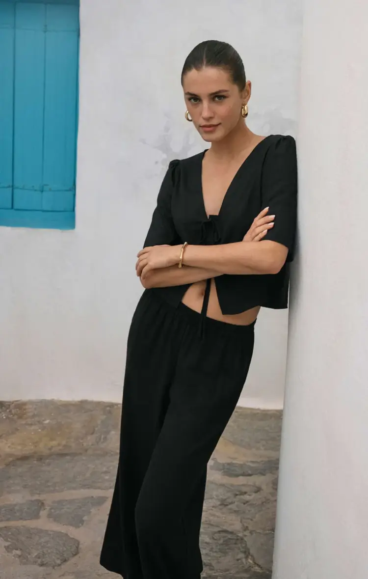 Z Supply La Belle Linen Top Black