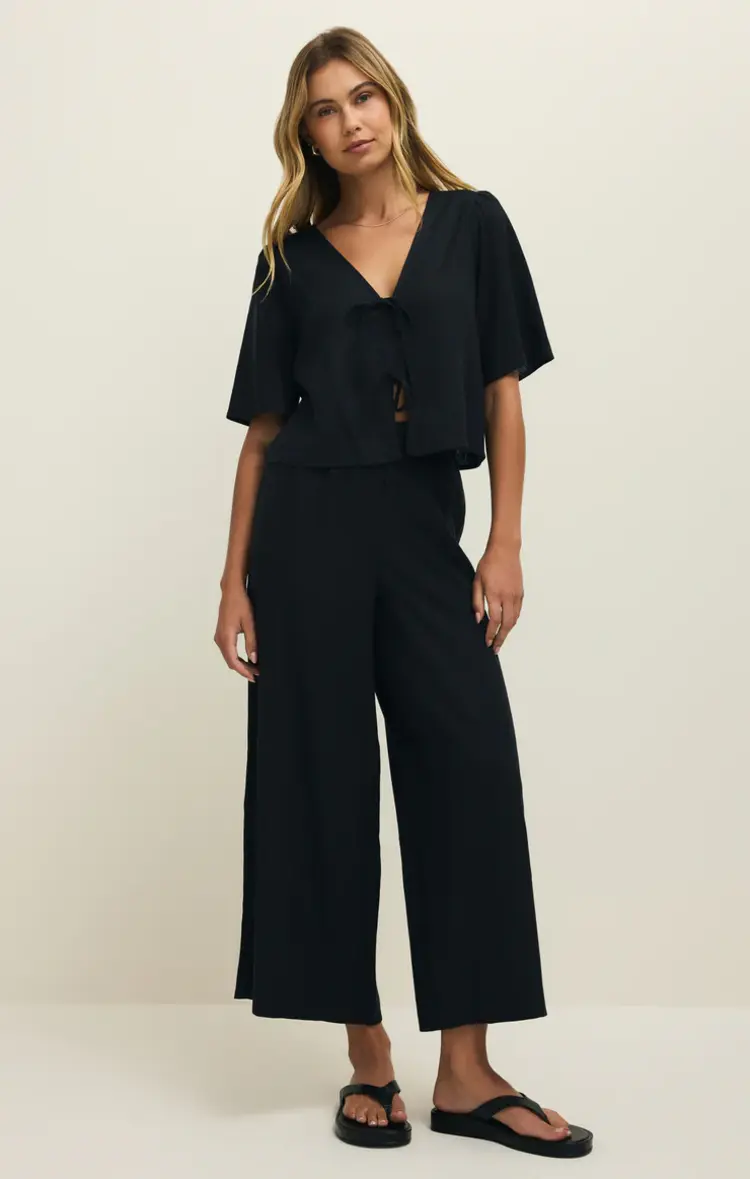 Z Supply La Belle Linen Top Black