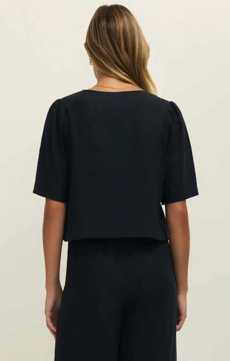 Z Supply La Belle Linen Top Black