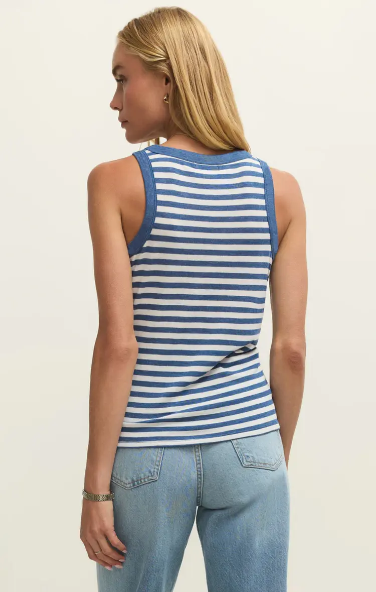 Z Supply Select Striped Tank Calypso Blue Indigo