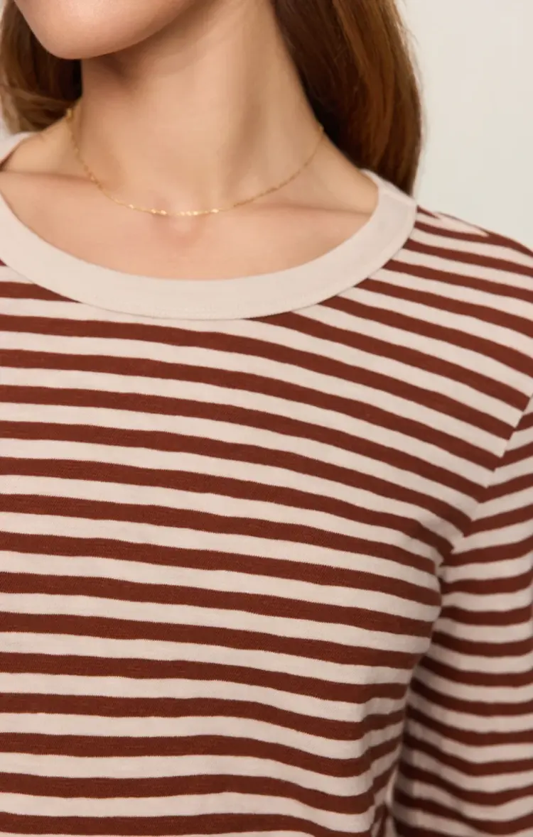Z Supply Junie L/S Stripe Slub Tee Dark Rosewood