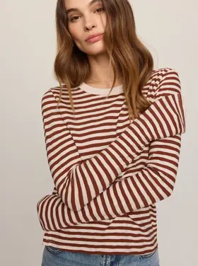 Z Supply Junie L/S Stripe Slub Tee Dark Rosewood