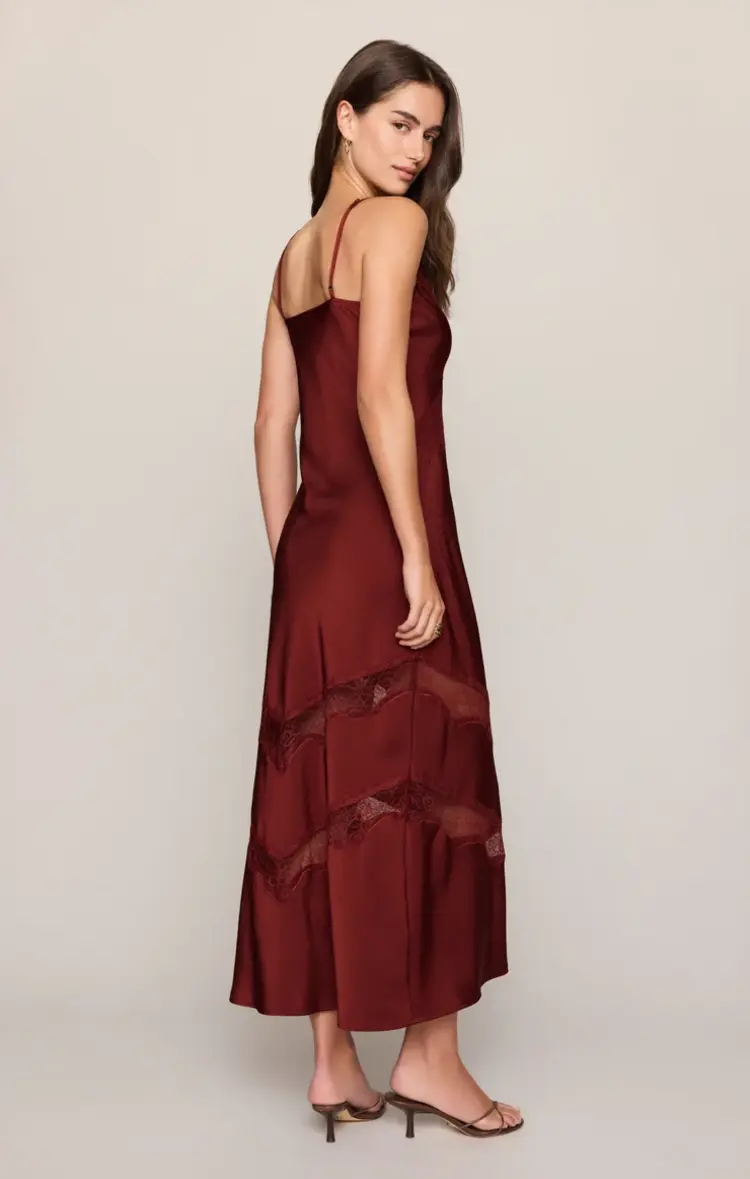 Z Supply Bruna Lace Inset Midi Dress Velvet Rouge