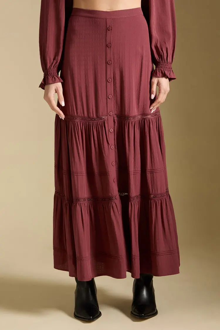 Saltwater Luxe Jaycee Midi Skirt Merlot