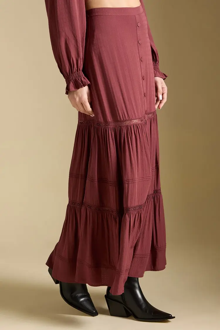 Saltwater Luxe Jaycee Midi Skirt Merlot