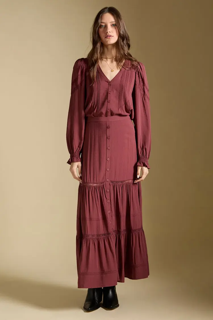 Saltwater Luxe Jaycee Midi Skirt Merlot