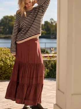 Saltwater Luxe Jaycee Midi Skirt Merlot