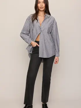 Z Supply The Gallery Striped Button Up Oxford Blue