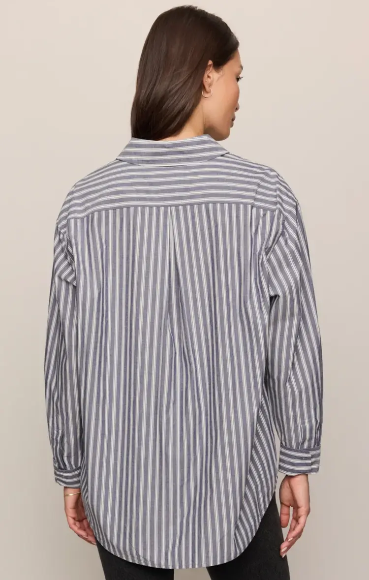 Z Supply The Gallery Striped Button Up Oxford Blue