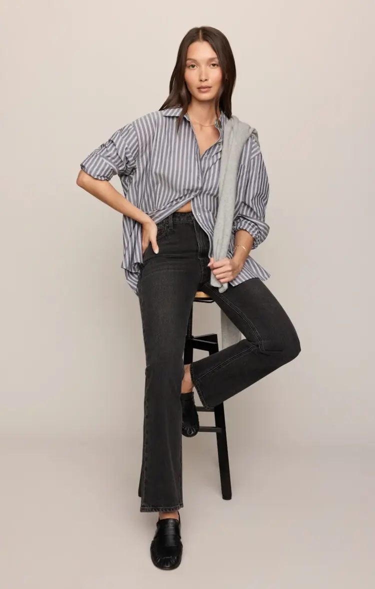 Z Supply The Gallery Striped Button Up Oxford Blue