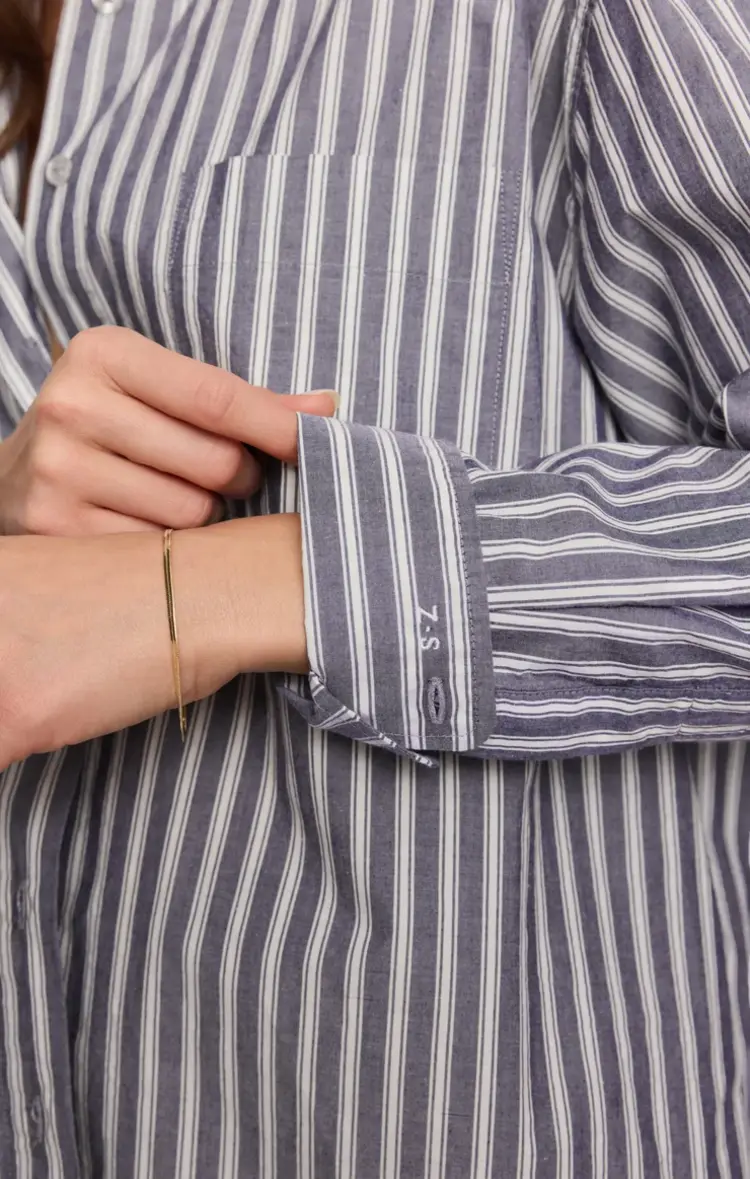 Z Supply The Gallery Striped Button Up Oxford Blue