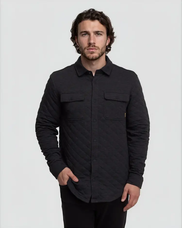 Ten Tree Quilted Colville Shacket Meteorite Black Heather