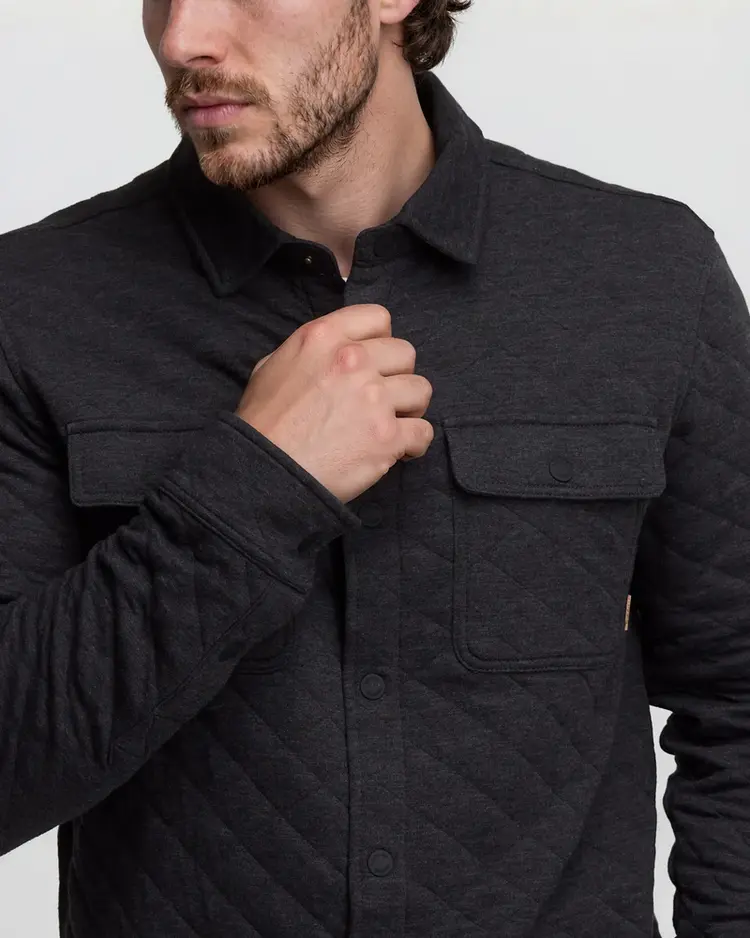Ten Tree Quilted Colville Shacket Meteorite Black Heather