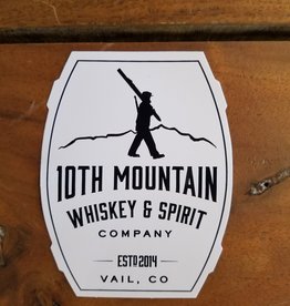 10th Mountain Whiskey & Spirit Co. Sticker - 4" Barrel Logo White