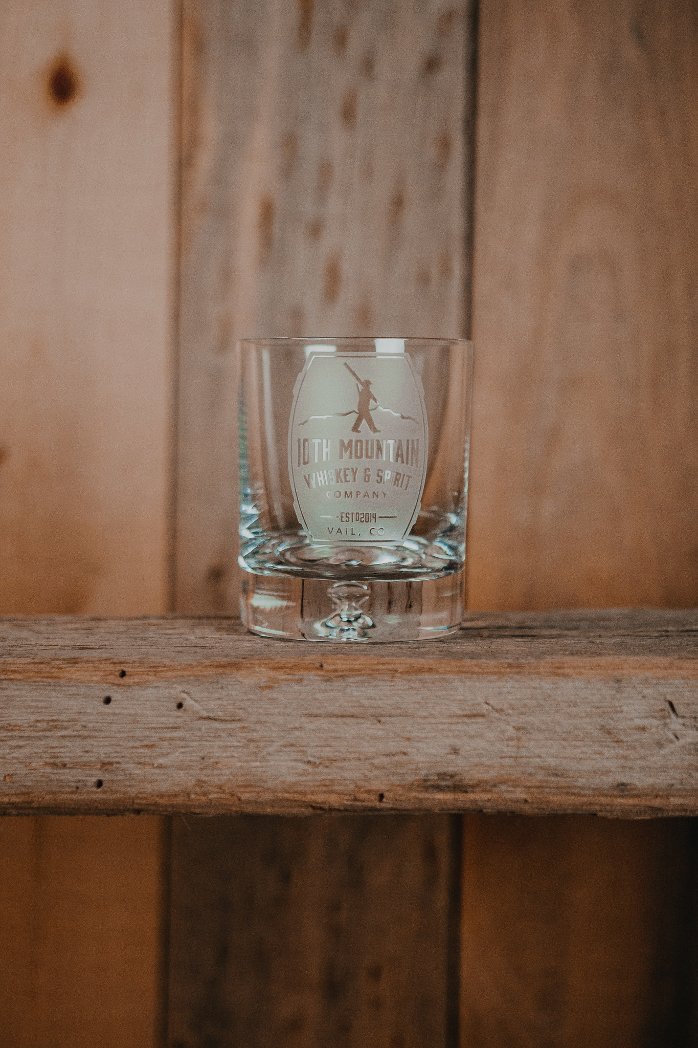 10th Mountain Whiskey & Spirit Co. Crystal Rocks Glass Barrel
