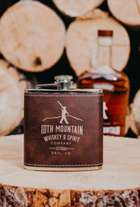 10th Mountain Whiskey & Spirit Co. Leather Wrapped Stainless Flask