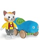 Huckle Cat Soft Toy with Blue Car