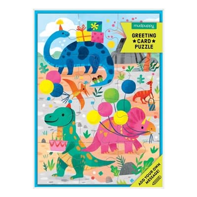Mudpuppy Dino Party Greeting Card Puzzle