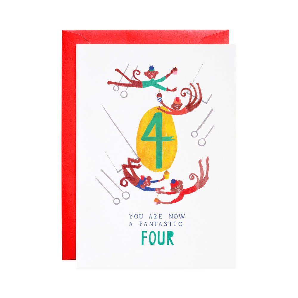 Four Mischievous Monkeys (Birthday Card)