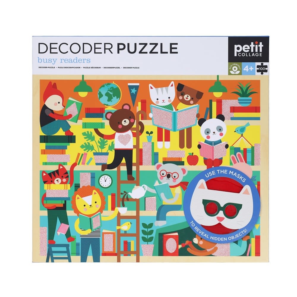 Busy Readers (100-Piece Decoder Puzzle--Use the Mask to Reveal Hidden Objects!)