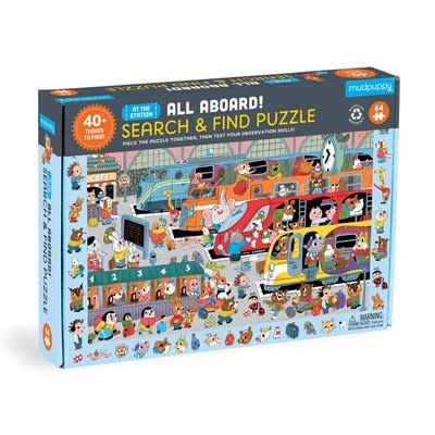 Mudpuppy All Aboard! Train Station 64 Piece Search & Find Puzzle