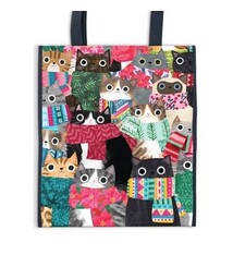 Galison Wintry Cats Reusable Shopping Bag