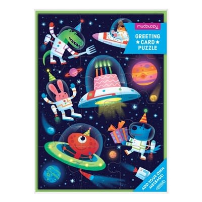 Mudpuppy Cosmic Party Greeting Card Puzzle
