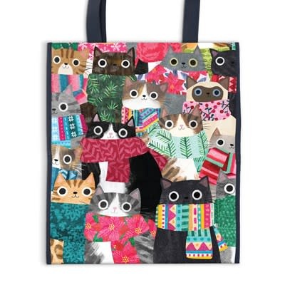 Galison Wintry Cats Reusable Shopping Bag