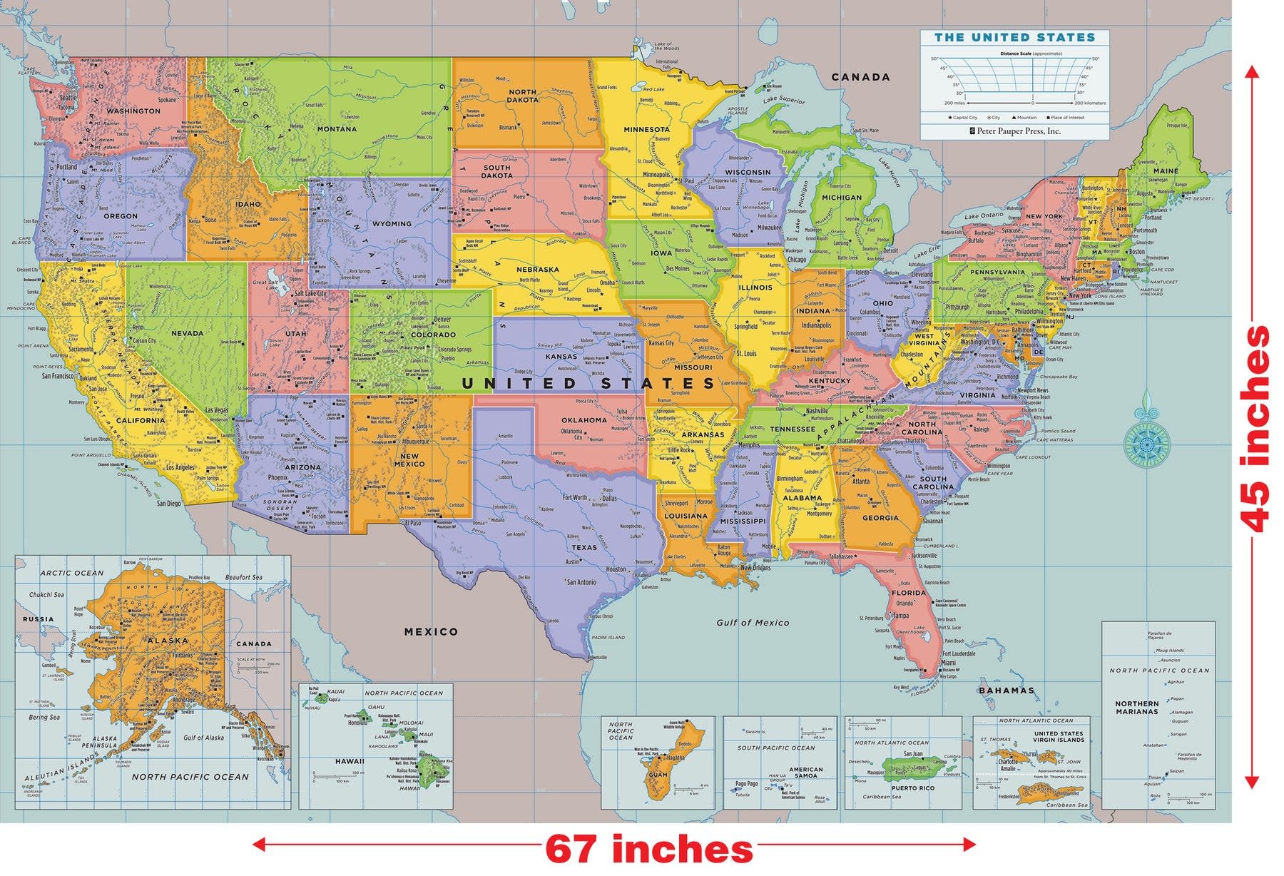 USA Laminated Wall Map