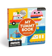 Mudpuppy My Tummy Book Vehicles: High-Contrast Fold-Out Book That Stands for Tummy Time, Baby-Safe Mirror Inside!